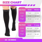 Knee High Length Compression Socks Closed Toe Ribbed
