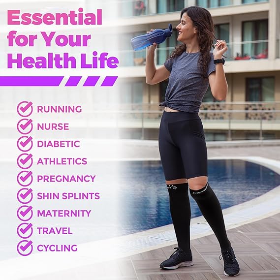 Knee High Length Compression Socks Closed Toe Ribbed