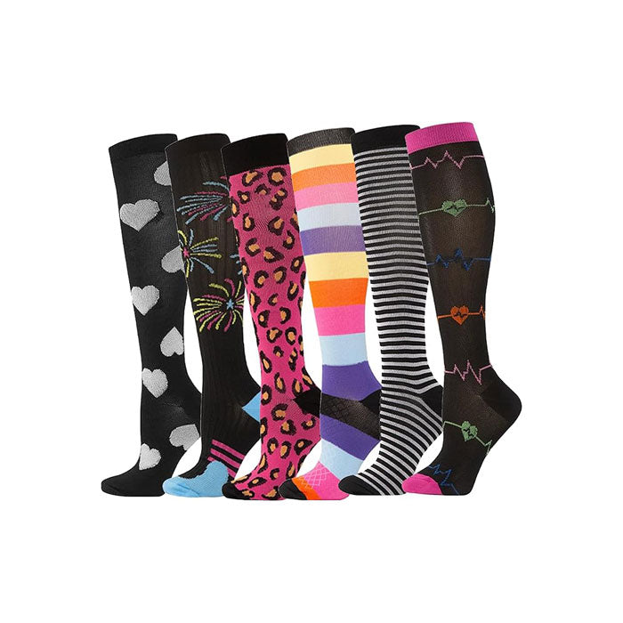 Light Compression Colorful Socks - 6 Pairs
